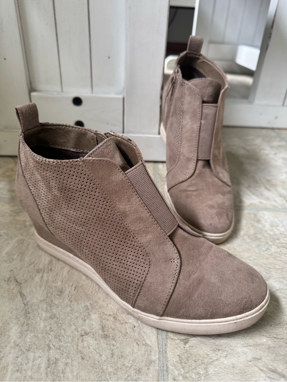 a new day Taupe Wedge Sneaker Booties
